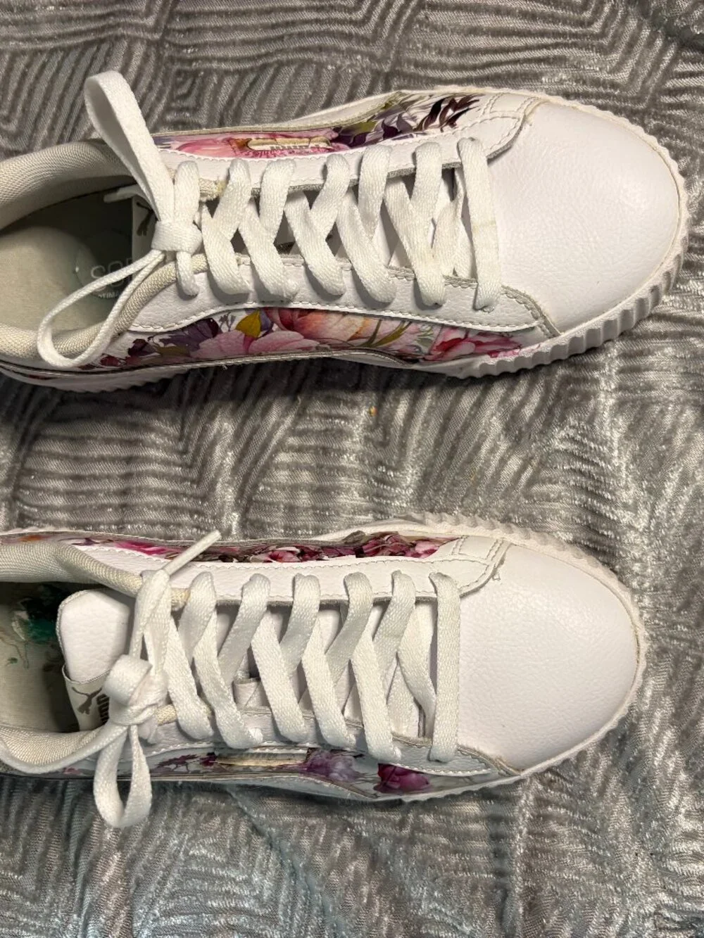 Upcycled Floral Sneakers | Hand-Embellished Puma Shoes | Women’s Size 8